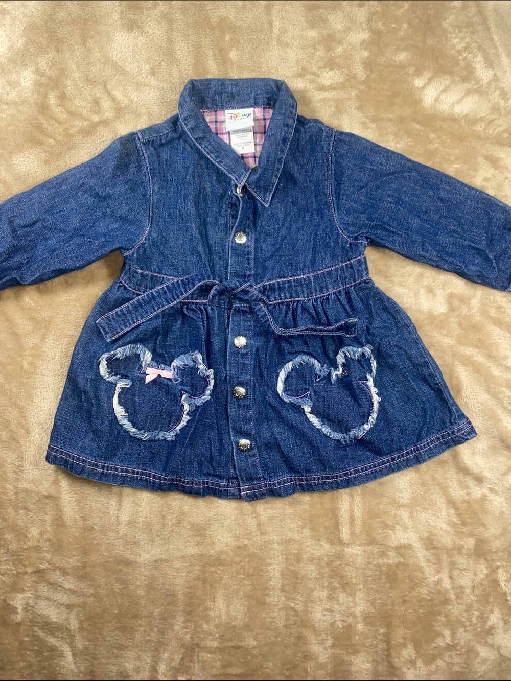 Disney Girls Dark Blue Denim Jacket with Minnie Patch Pockets